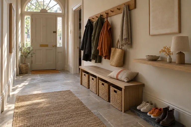 Afternoon: the calm hallway in afternoon light.
